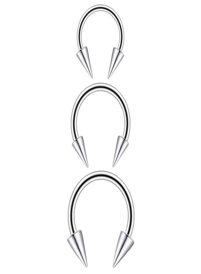 SERYNOW Long Spike Nose Septum Rings Surgical Steel Horseshoe Hoop Septum Rings Lip Labret Ring Tragus Ear Daith Piercing Rings - Image 1